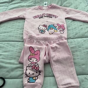 Sanrio Pink Kids Pajama Set with Hello Kitty and Friends